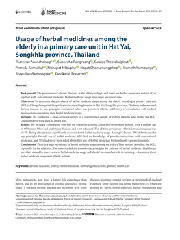 Usage of Herbal Medicines Among the Elderly in a Primary Care Unit in Hat