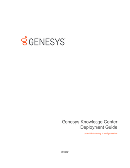 Genesys Knowledge Center Deployment Guide