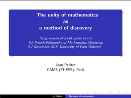 The Unity of Mathematics As a Method of Discovery