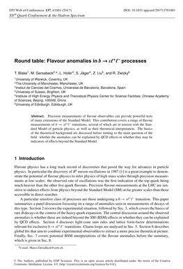 Round Table: Flavour Anomalies in B → Sl+L− Processes