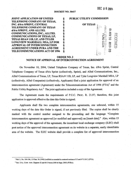 ALLTEL Communications, Inc. ALLTEL Communications of Texas Limited Partnership Texas RSA# 11B Limited Partnership Tyler/Longview/Marshall MSA Limited Partnership