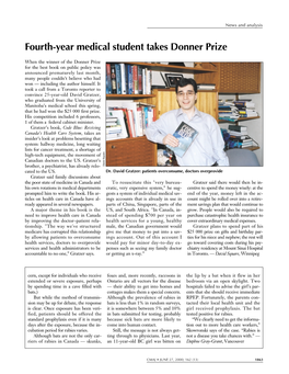 Fourth-Year Medical Student Takes Donner Prize