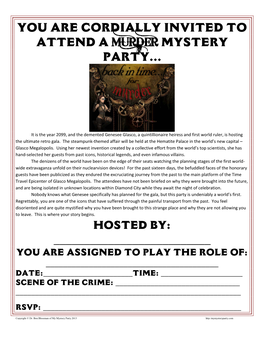 You Are Cordially Invited to Attend a Murder Mystery