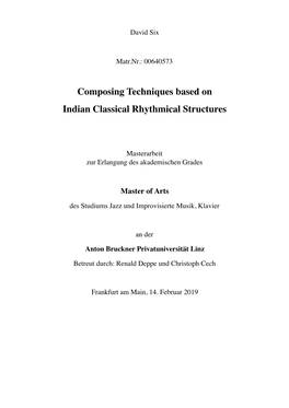 Composing Techniques Based on Indian Rhythmical Structures