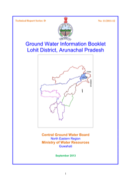 Ground Water Information Booklet Lohit District, Arunachal Pradesh