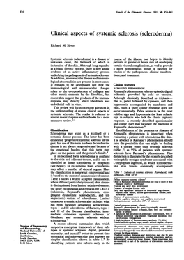 Clinical Aspects of Systemic Sclerosis (Scleroderma)