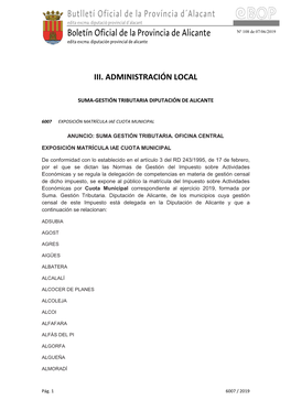 Butlletí Oficial De La Província D´Alacant Boletín Oficial De La