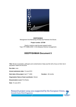 DEEPFISHMAN Document 5 : Review of Parasites, Pathogens