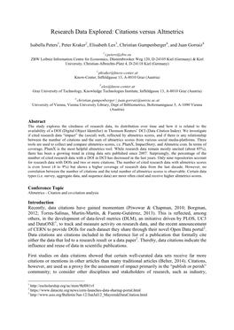 Citations Versus Altmetrics