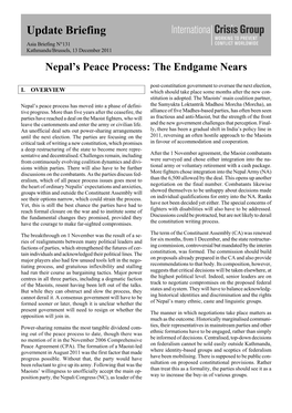 Nepal's Peace Process: the Endgame Years