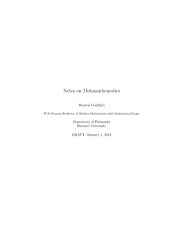 Warren Goldfarb, Notes on Metamathematics