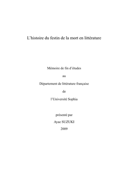 L'histoire Du Festin De La Mort En Littérature Produit Celle Des Démons Aussi