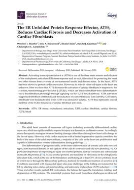 The ER Unfolded Protein Response Effector, ATF6, Reduces Cardiac Fibrosis and Decreases Activation of Cardiac Fibroblasts