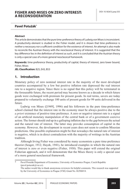 FISHER and MISES on ZERO INTEREST: DOI: 10.18267/J.Pep.555 a RECONSIDERATION