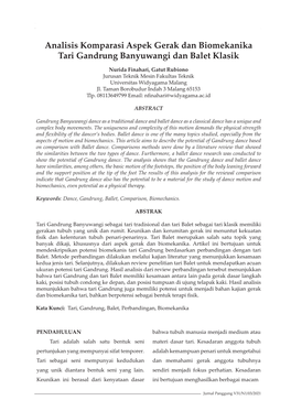Analisis Komparasi Aspek Gerak Dan Biomekanika Tari Gandrung Banyuwangi Dan Balet Klasik