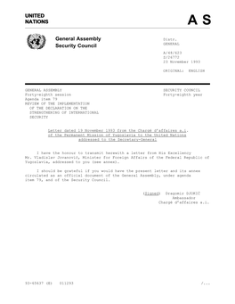 UNITED NATIONS General Assembly Security Council