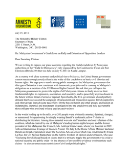 Download Letter to Secretary Hillary Clinton.Pdf