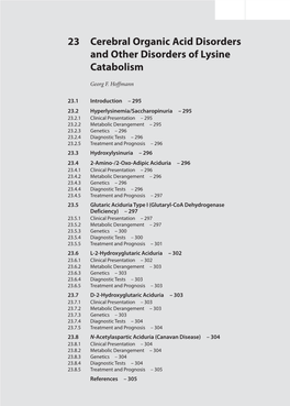 23 Cerebral Organic Acid Disorders and Other Disorders of Lysine Catabolism