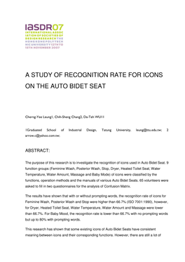 A Study of Recognition Rate for Icons on the Auto Bidet Seat