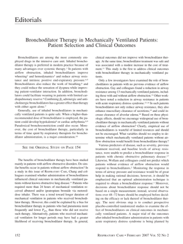 Bronchodilator Therapy in Mechanically Ventilated Patients: Patient Selection and Clinical Outcomes