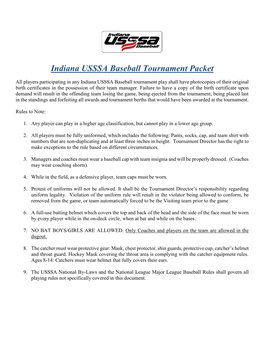 2021 USSSA Baseball Rules Packet