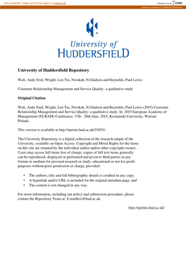 University of Huddersfield Repository