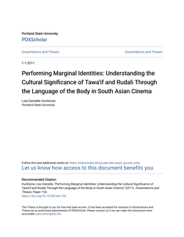 Understanding the Cultural Significance of Tawa'if and Rudali Through the Language of the Body in South Asian Cinema