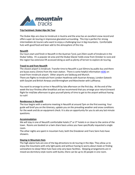 Trip Factsheet: Stubai Alps Ski Tour