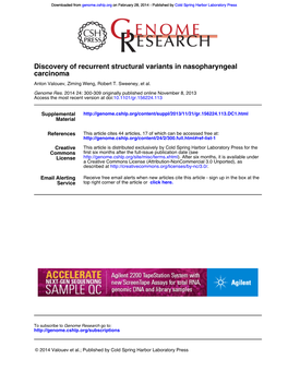 Carcinoma Discovery of Recurrent Structural Variants in Nasopharyngeal