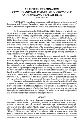 A Further Examination of Wing and Tail Formulae in Empidonax and Contopus Flycatchers. In: Dickerman, R.W. Comp. the Era of Alla