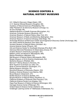 Science Centers & Natural History Museums