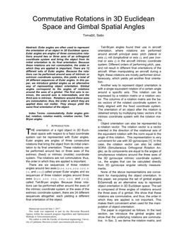 Commutative Rotations in 3D Euclidean Space and Gimbal Spatial Angles