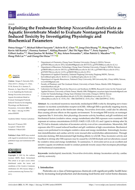 Exploiting the Freshwater Shrimp Neocaridina Denticulata As Aquatic