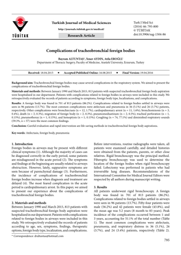 Complications of Tracheobronchial Foreign Bodies