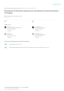 Development of Allometric Equations for Tree Biomass in Forest Ecosystems in Paraguay