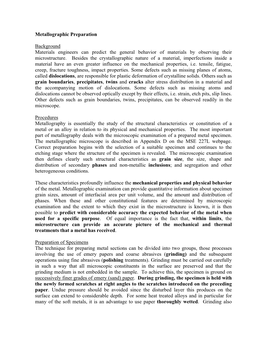 Metallographic Preparation