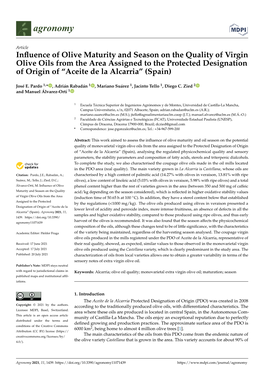 Influence of Olive Maturity and Season on the Quality of Virgin Olive Oils