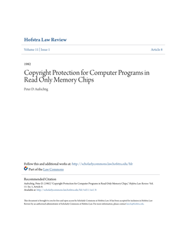 Copyright Protection for Computer Programs in Read Only Memory Chips Peter D