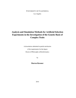 Analysis and Simulation Methods for Artificial