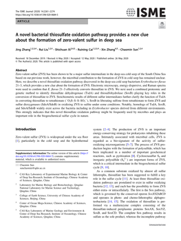 A Novel Bacterial Thiosulfate Oxidation Pathway Provides a New Clue About the Formation of Zero-Valent Sulfur in Deep Sea