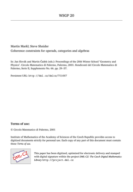 Coherence Constraints for Operads, Categories and Algebras