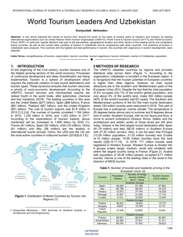 World Tourism Leaders and Uzbekistan