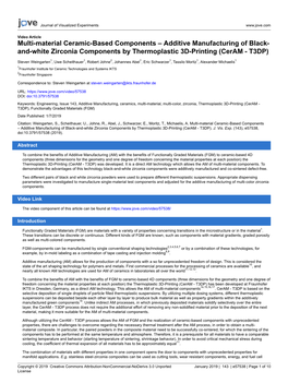 Multi-Material Ceramic-Based Components – Additive Manufacturing of Black- And-White Zirconia Components by Thermoplastic 3D-Printing (Ceram - T3DP)