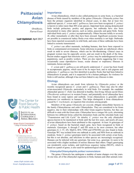 Psittacosis/ Avian Chlamydiosis