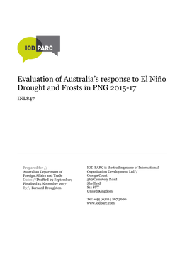 Evaluation of Australia's Response to PNG El Nino Drought 2015-2017