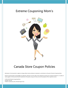 Extreme Couponing Mom's Canada Store Coupon Policies