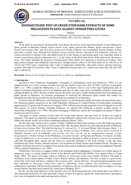 Bioinsecticide Test of Crude Stem Bark Extracts of Some