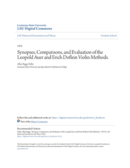 Synopses, Comparisons, and Evaluation of the Leopold Auer and Erich Doflein Iolinv Methods