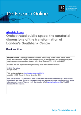 Orchestrated Public Space: the Curatorial Dimensions of the Transformation of London's Southbank Centre