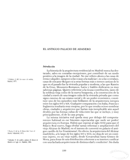 EL ANTIGUO PALACIO DE ADANERO Introducción La Historia De La Arquitectura Residencial En Madrid Nunca Ha